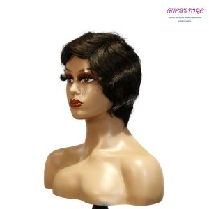 center wig machine made black wig remy hair h001