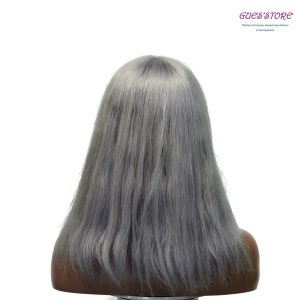 center wig machine made gray wig remy hair 12p