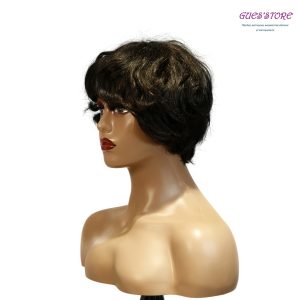 center wig machine made black wig remy hair tc16