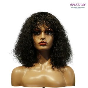 center wig machine made black wig remy hair tc047