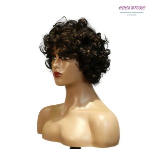 center wig machine made black wig remy hair tc002