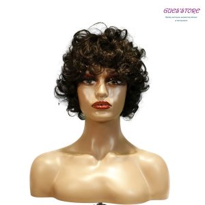 center wig machine made black wig remy hair tc002