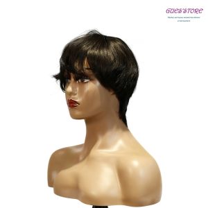 center wig machine made black wig remy hair h081