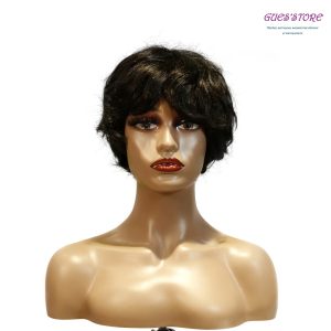 center wig machine made black wig remy hair tc16