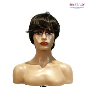 center wig machine made black wig remy hair h081
