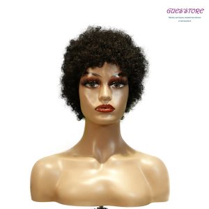 center wig machine made black wig remy hair h023