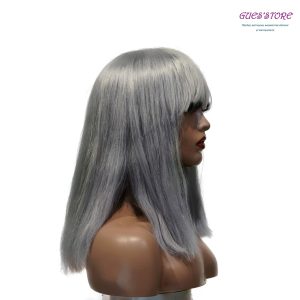 center wig machine made gray wig remy hair 12p