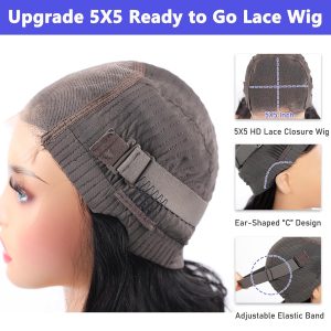 center wig natural black remy hair 5x5 lace closure bouncy curls human hair wig