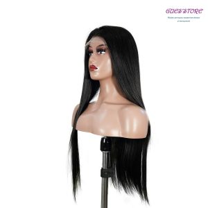 center wig natural black remy hair 6x7 lace closure straight human hair wig
