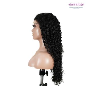 center wig natural black remy hair 6x7 lace closure deep wave human hair wig