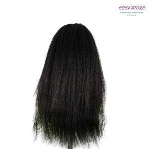 center wig natural black remy hair 6x7 lace closure yaki straight human hair wig
