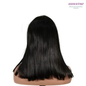 center wig natural black remy hair 2x6 lace closure straight bob human hair wig