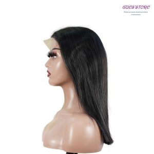 center wig natural black remy hair 5x5 lace closure straight bob human hair wig