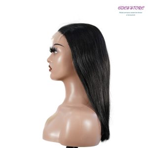 center wig natural black asian raw hair 5x5 hd lace closure straight bob human hair wig