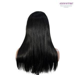 center wig natural black remy hair 5x5 lace closure straight human hair wig