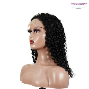 center wig natural black remy hair 5x5 lace closure jerry curly human hair wig