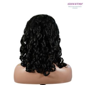center wig natural black remy hair 5x5 lace closure bouncy curls human hair wig