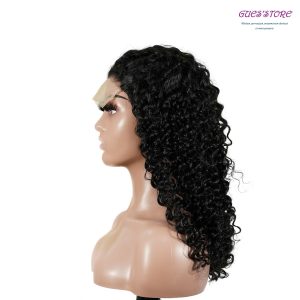 center wig natural black remy hair 5x5 lace closure deep wave human hair wig