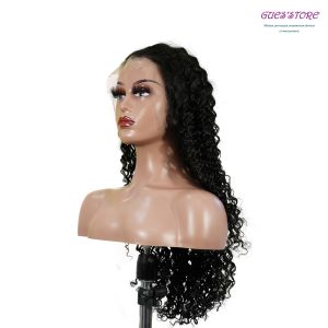 center wig natural black asian raw hair 13x6 hd lace front wig deep wave human hair wig