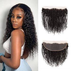 center wig remy hair 13x4 kinky curly frontal