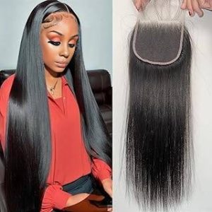 center wig remy hair 4x4 straight closure