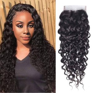 center wig remy hair 4x4 water wave closure