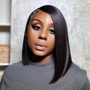 center wig natural black asian raw hair 5x5 hd lace closure straight bob human hair wig