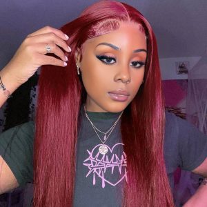 center wig 13x4 straight lace front wig 99j color 26 inch remy hair